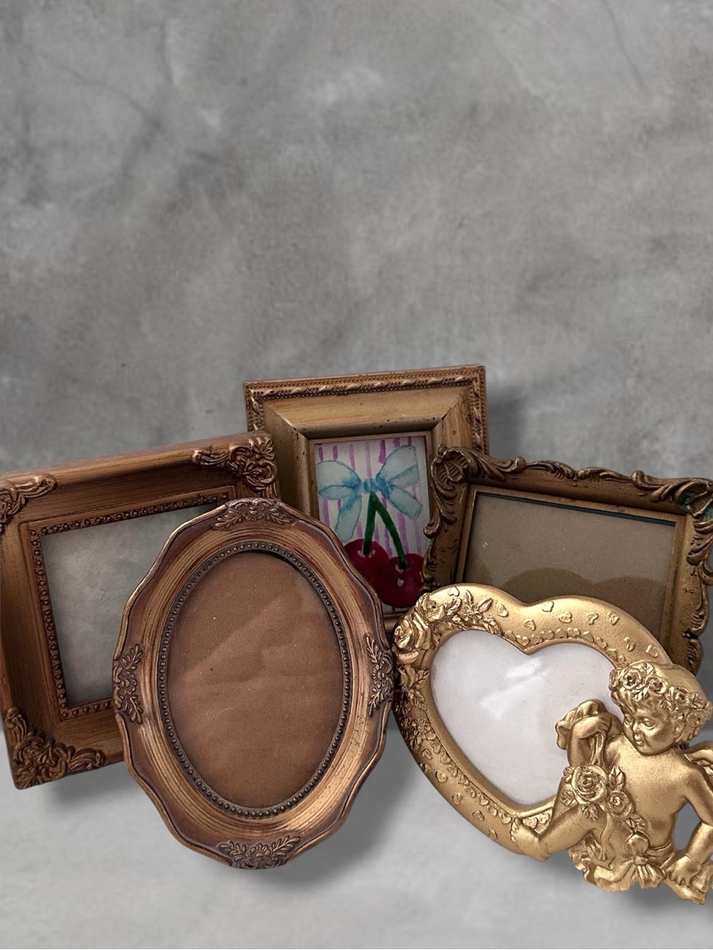 Lot of 5 mini acrylic picture frames 2x3 4.5X3.5 3x3 Heart Oval Square Rectangle